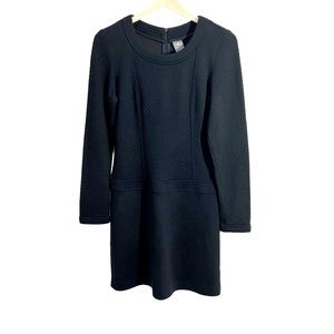 Anne Willi Paris Black Quilted Drop Waist Long Sleeve Dress, Size 1=6